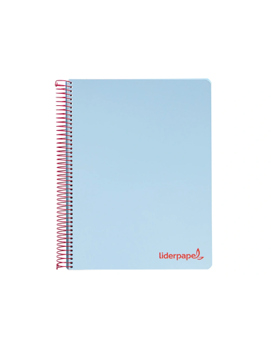 CI | Cuaderno espiral liderpapel a5 micro wonder tapa plastico 120h 90g cuadro 5mm 5 bandas 6 taladros color celeste