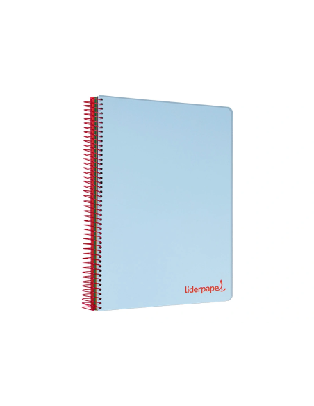 CI | Cuaderno espiral liderpapel a5 micro wonder tapa plastico 120h 90g cuadro 5mm 5 bandas 6 taladros color celeste