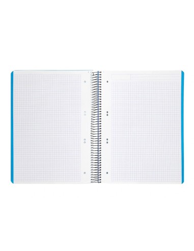 CI | Cuaderno espiral liderpapel a5 micro wonder tapa plastico 120h 90g cuadro 5mm 5 bandas 6 taladros color celeste