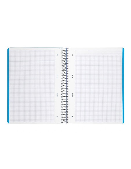 CI | Cuaderno espiral liderpapel a5 micro wonder tapa plastico 120h 90g cuadro 5mm 5 bandas 6 taladros color celeste