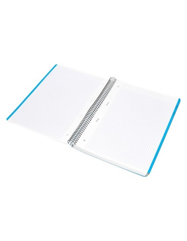 CI | Cuaderno espiral liderpapel a5 micro wonder tapa plastico 120h 90g cuadro 5mm 5 bandas 6 taladros color celeste