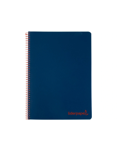 CI | Cuaderno espiral liderpapel a5 micro wonder tapa plastico 120h 90g cuadro 5mm 5 bandas 6 taladros color azul marino