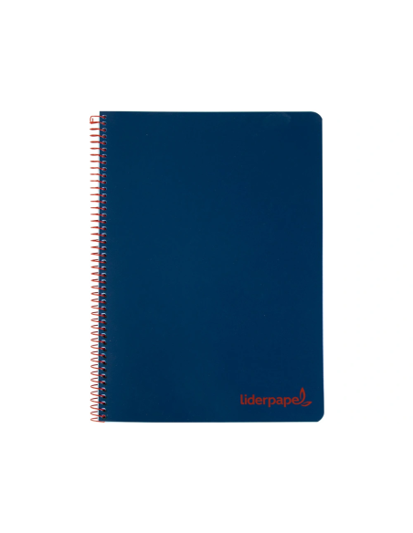 CI | Cuaderno espiral liderpapel a5 micro wonder tapa plastico 120h 90g cuadro 5mm 5 bandas 6 taladros color azul marino