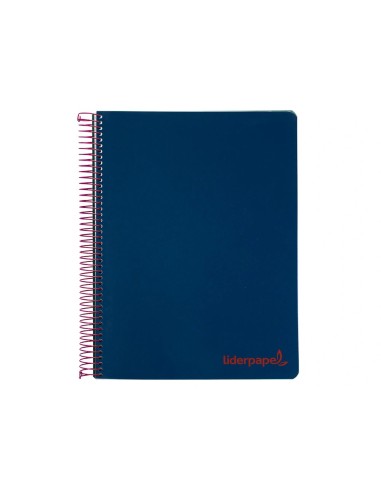CI | Cuaderno espiral liderpapel a5 micro wonder tapa plastico 120h 90g cuadro 5mm 5 bandas 6 taladros color azul marino