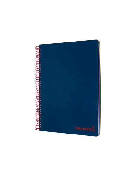 CI | Cuaderno espiral liderpapel a5 micro wonder tapa plastico 120h 90g cuadro 5mm 5 bandas 6 taladros color azul marino