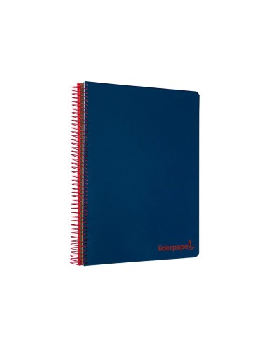 CI | Cuaderno espiral liderpapel a5 micro wonder tapa plastico 120h 90g cuadro 5mm 5 bandas 6 taladros color azul marino