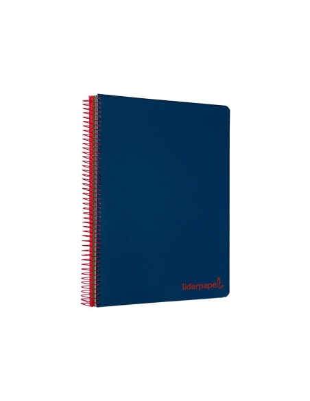 CI | Cuaderno espiral liderpapel a5 micro wonder tapa plastico 120h 90g cuadro 5mm 5 bandas 6 taladros color azul marino