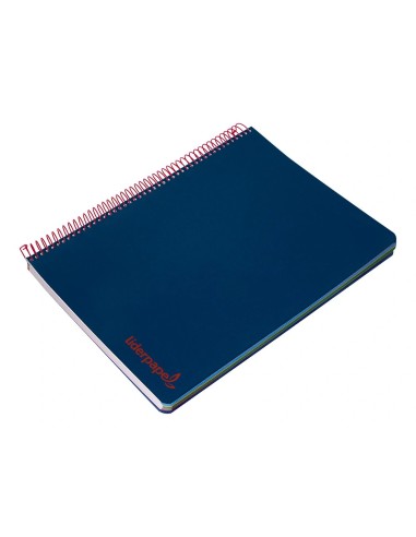 CI | Cuaderno espiral liderpapel a5 micro wonder tapa plastico 120h 90g cuadro 5mm 5 bandas 6 taladros color azul marino