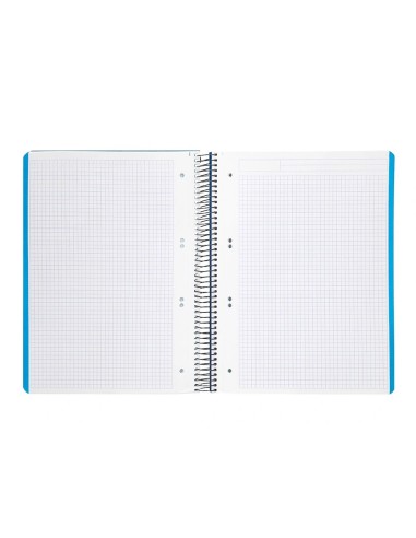 CI | Cuaderno espiral liderpapel a5 micro wonder tapa plastico 120h 90g cuadro 5mm 5 bandas 6 taladros color azul marino