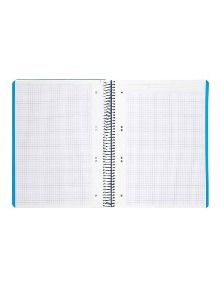 CI | Cuaderno espiral liderpapel a5 micro wonder tapa plastico 120h 90g cuadro 5mm 5 bandas 6 taladros color azul marino
