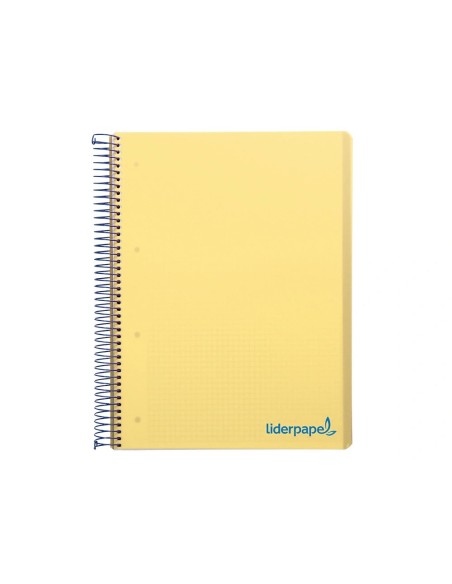 CI | Cuaderno espiral liderpapel a5 micro wonder tapa plastico 120h 90g cuadro 5mm 5 bandas 6 taladros color amarillo