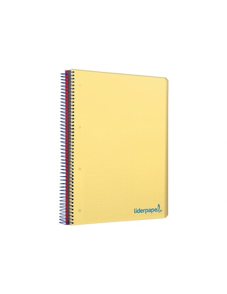 CI | Cuaderno espiral liderpapel a5 micro wonder tapa plastico 120h 90g cuadro 5mm 5 bandas 6 taladros color amarillo