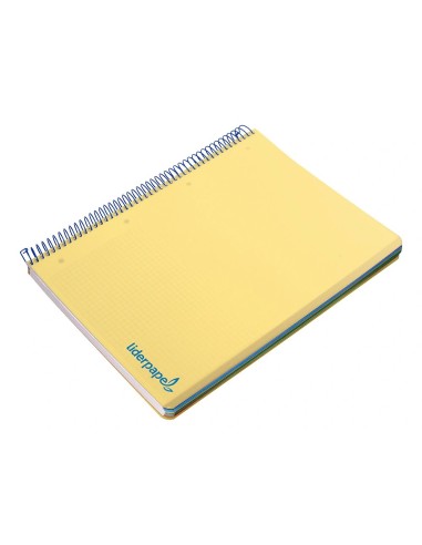 CI | Cuaderno espiral liderpapel a5 micro wonder tapa plastico 120h 90g cuadro 5mm 5 bandas 6 taladros color amarillo