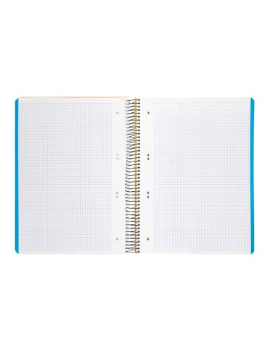 CI | Cuaderno espiral liderpapel a5 micro wonder tapa plastico 120h 90g cuadro 5mm 5 bandas 6 taladros color amarillo