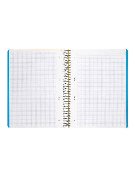 CI | Cuaderno espiral liderpapel a5 micro wonder tapa plastico 120h 90g cuadro 5mm 5 bandas 6 taladros color amarillo