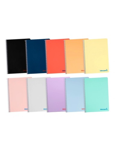 CI | Cuaderno espiral liderpapel a4 wonder tapa plastico 80h 90gr rayado n.46 colores surtidos