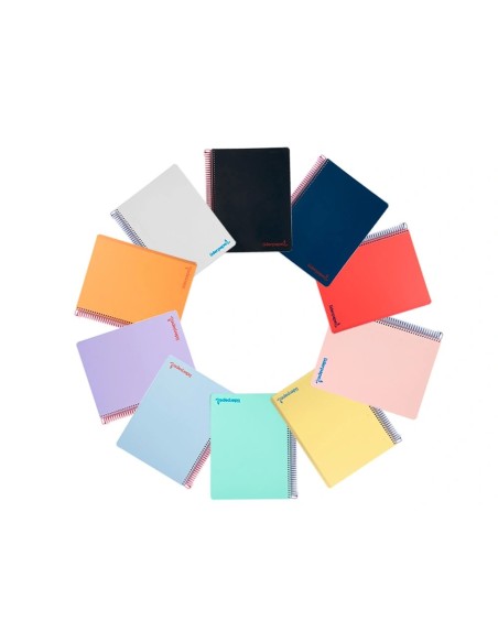 CI | Cuaderno Espiral Liderpapel A4 Wonder Tapa Plastico 80H 90Gr Cuadro 5Mm Con Margen Colores Surtidos