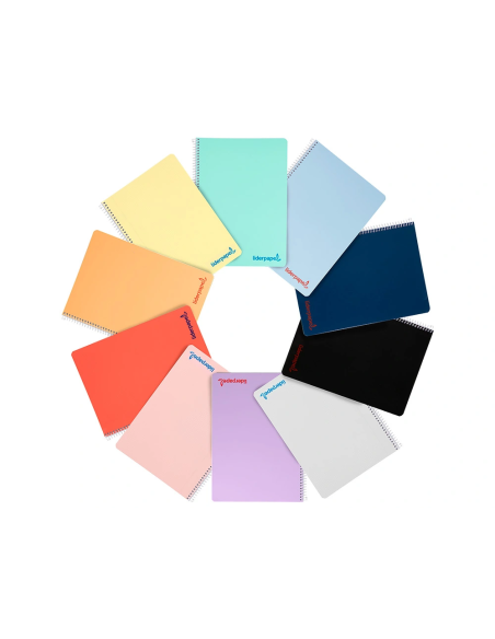 CI | Cuaderno espiral liderpapel a4 wonder tapa plastico 80h 90gr cuadro 4mm con margen colores surtidos