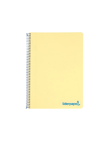 CI | Cuaderno espiral liderpapel a4 wonder tapa plastico 80h 90gr cuadro 4mm con margen color amarillo