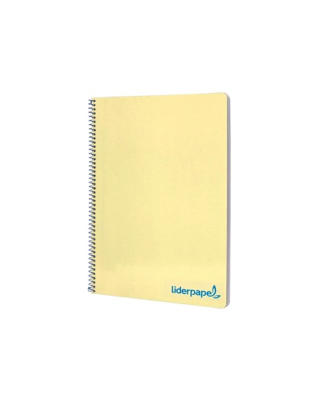 CI | Cuaderno espiral liderpapel a4 wonder tapa plastico 80h 90gr cuadro 4mm con margen color amarillo