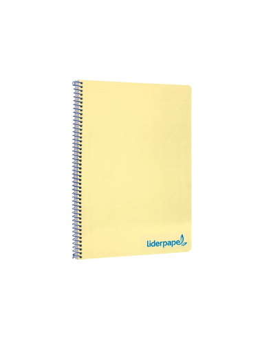 CI | Cuaderno espiral liderpapel a4 wonder tapa plastico 80h 90gr cuadro 4mm con margen color amarillo