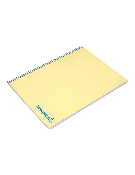 CI | Cuaderno espiral liderpapel a4 wonder tapa plastico 80h 90gr cuadro 4mm con margen color amarillo