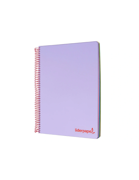 CI | Cuaderno espiral liderpapel a4 micro wonder tapa plastico 120h 90 gr cuadro 5 mm 5 banda4 taladros color lila