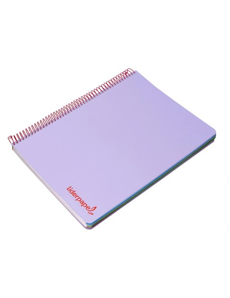CI | Cuaderno espiral liderpapel a4 micro wonder tapa plastico 120h 90 gr cuadro 5 mm 5 banda4 taladros color lila