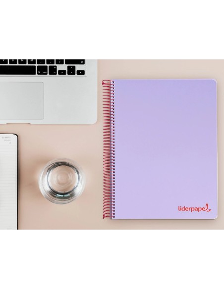 CI | Cuaderno espiral liderpapel a4 micro wonder tapa plastico 120h 90 gr cuadro 5 mm 5 banda4 taladros color lila