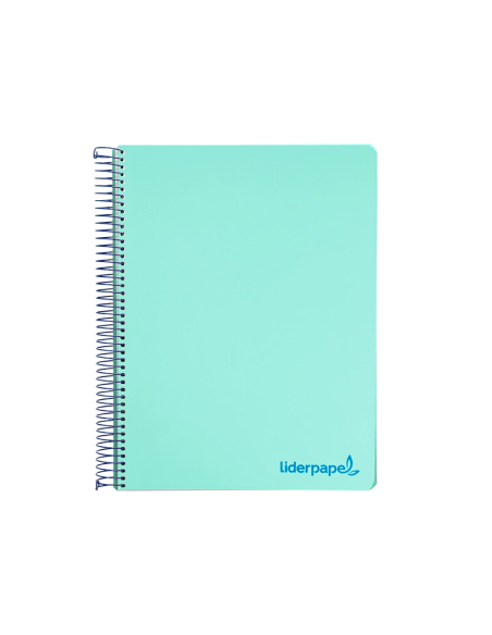 CI | Cuaderno espiral liderpapel a4 micro wonder tapa plastico 120h 90 gr cuadro 5 mm 5 bandas 4 taladros color verde