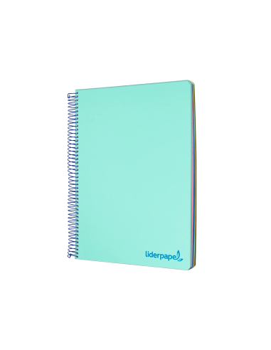 CI | Cuaderno espiral liderpapel a4 micro wonder tapa plastico 120h 90 gr cuadro 5 mm 5 bandas 4 taladros color verde
