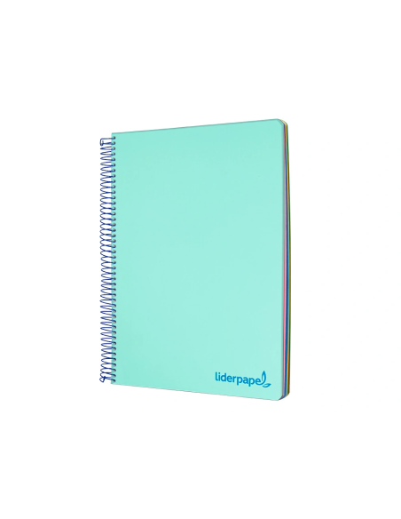CI | Cuaderno espiral liderpapel a4 micro wonder tapa plastico 120h 90 gr cuadro 5 mm 5 bandas 4 taladros color verde