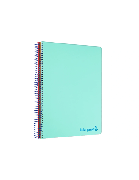 CI | Cuaderno espiral liderpapel a4 micro wonder tapa plastico 120h 90 gr cuadro 5 mm 5 bandas 4 taladros color verde