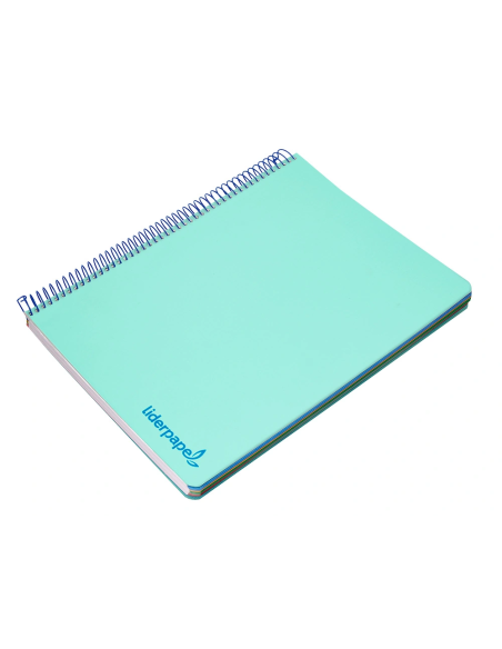 CI | Cuaderno espiral liderpapel a4 micro wonder tapa plastico 120h 90 gr cuadro 5 mm 5 bandas 4 taladros color verde