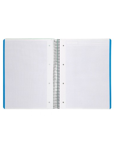 CI | Cuaderno espiral liderpapel a4 micro wonder tapa plastico 120h 90 gr cuadro 5 mm 5 bandas 4 taladros color verde
