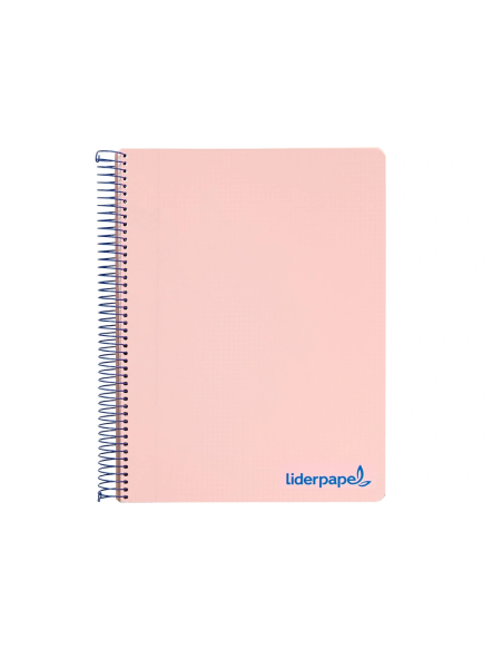 CI | Cuaderno espiral liderpapel a4 micro wonder tapa plastico 120h 90 gr cuadro 5 mm 5 bandas 4 taladros color rosa