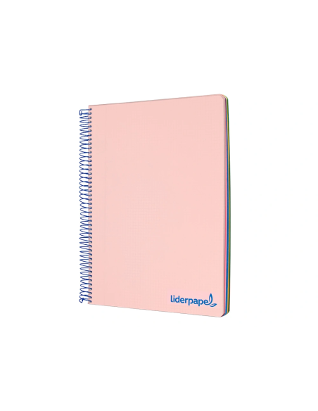 CI | Cuaderno espiral liderpapel a4 micro wonder tapa plastico 120h 90 gr cuadro 5 mm 5 bandas 4 taladros color rosa