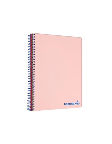 CI | Cuaderno espiral liderpapel a4 micro wonder tapa plastico 120h 90 gr cuadro 5 mm 5 bandas 4 taladros color rosa