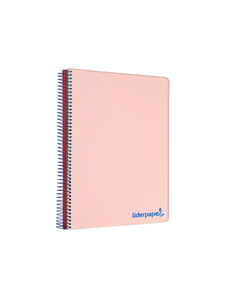 CI | Cuaderno espiral liderpapel a4 micro wonder tapa plastico 120h 90 gr cuadro 5 mm 5 bandas 4 taladros color rosa