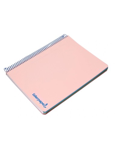 CI | Cuaderno espiral liderpapel a4 micro wonder tapa plastico 120h 90 gr cuadro 5 mm 5 bandas 4 taladros color rosa