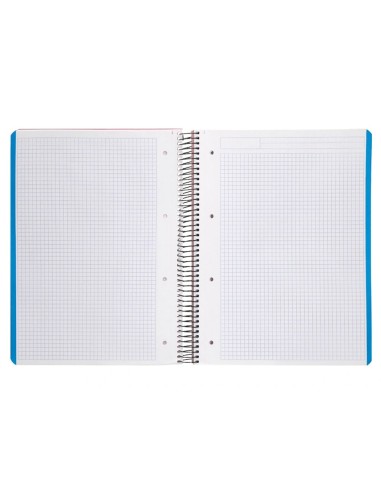 CI | Cuaderno espiral liderpapel a4 micro wonder tapa plastico 120h 90 gr cuadro 5 mm 5 bandas 4 taladros color rosa