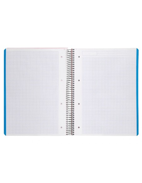 CI | Cuaderno espiral liderpapel a4 micro wonder tapa plastico 120h 90 gr cuadro 5 mm 5 bandas 4 taladros color rosa