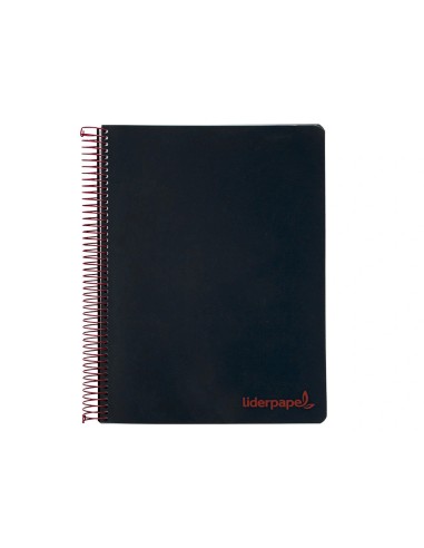 CI | Cuaderno espiral liderpapel a4 micro wonder tapa plastico 120h 90 gr cuadro 5 mm 5 bandas 4 taladros color negro