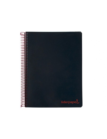 CI | Cuaderno espiral liderpapel a4 micro wonder tapa plastico 120h 90 gr cuadro 5 mm 5 bandas 4 taladros color negro
