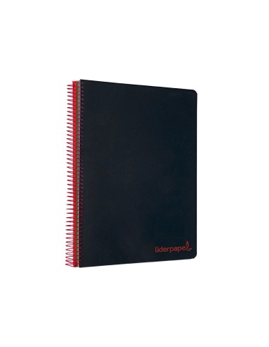 CI | Cuaderno espiral liderpapel a4 micro wonder tapa plastico 120h 90 gr cuadro 5 mm 5 bandas 4 taladros color negro