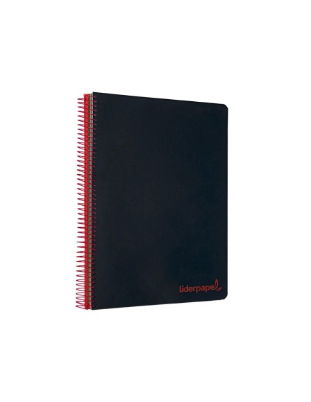 CI | Cuaderno espiral liderpapel a4 micro wonder tapa plastico 120h 90 gr cuadro 5 mm 5 bandas 4 taladros color negro