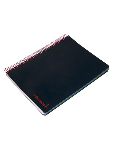 CI | Cuaderno espiral liderpapel a4 micro wonder tapa plastico 120h 90 gr cuadro 5 mm 5 bandas 4 taladros color negro