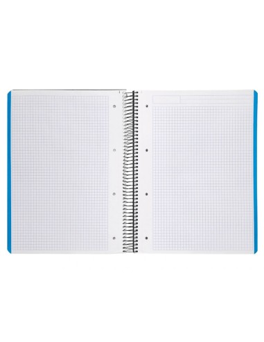 CI | Cuaderno espiral liderpapel a4 micro wonder tapa plastico 120h 90 gr cuadro 5 mm 5 bandas 4 taladros color negro