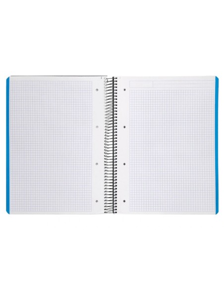 CI | Cuaderno espiral liderpapel a4 micro wonder tapa plastico 120h 90 gr cuadro 5 mm 5 bandas 4 taladros color negro