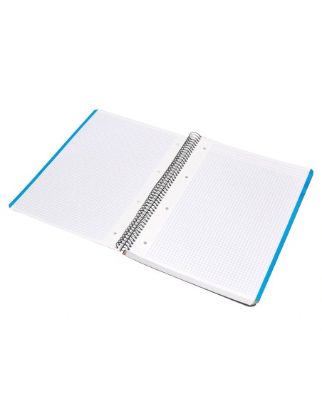 CI | Cuaderno espiral liderpapel a4 micro wonder tapa plastico 120h 90 gr cuadro 5 mm 5 bandas 4 taladros color negro